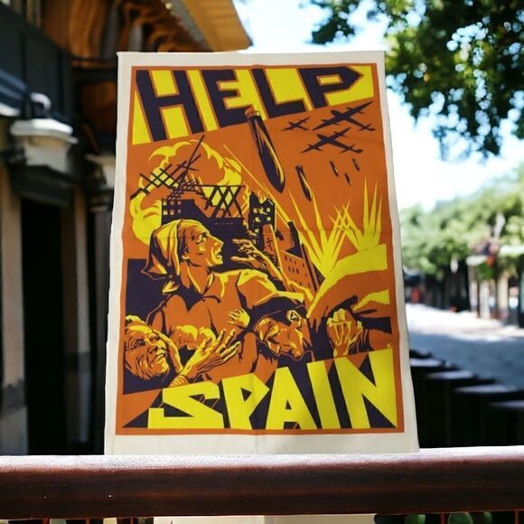 Radical Tea Towel Help Spain Never Used All Cotton Colorful United Kingdom.  Con - Picture 10 of 11